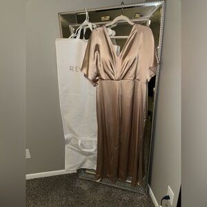 Revelry Gold Champagne Bridesmaid Dress - Gwen Satin Dress
